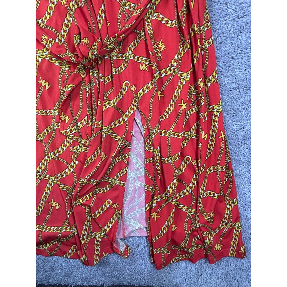 Michael Kors Red Gold Chain‎ Link Halter Neck Maxi Dress Plus Size 3X NWT